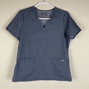 Figs Blue Gray Casma Three Pocket Scrub Medical Top Size Medium